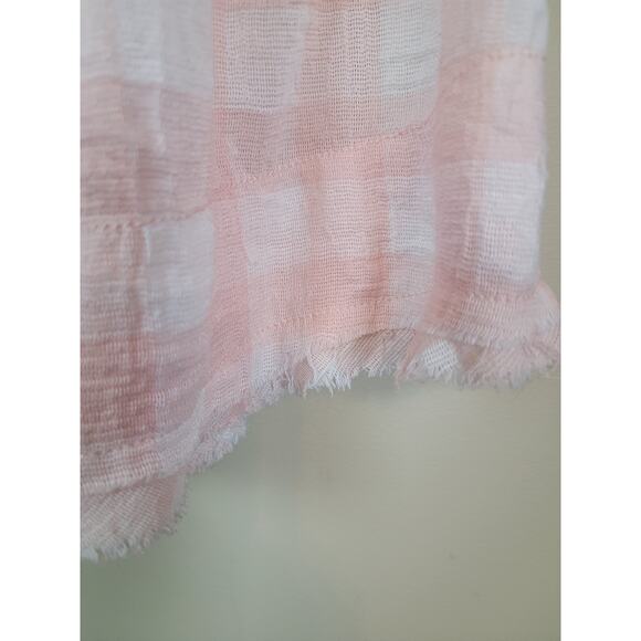 Free People Women's Hey There Button-Down Sunrise Blouse Plaid Pink Small - Picture 7 of 9